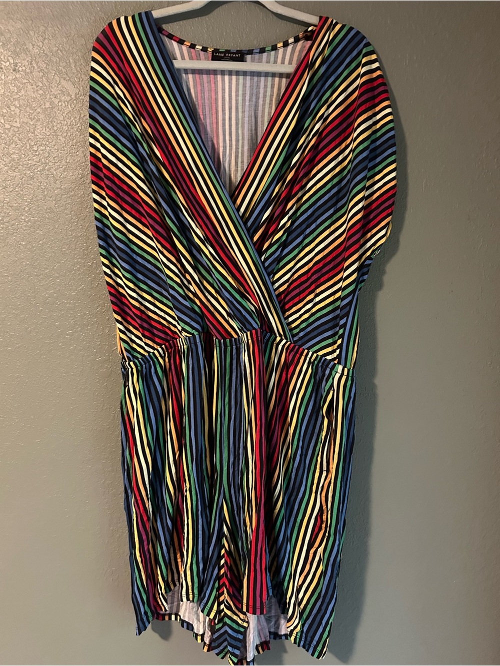 Lane Bryant multicolored striped romper with pockets, size 22/24 #plussize